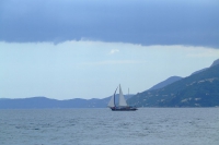 Sailboat in Corfu Channel