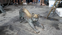 Cat - monument at the fish market in Marsaxlokk, Malta