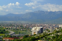 Shkodër city on the background of the mountains