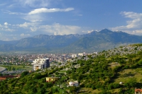 Shkodër city on the background of the mountains
